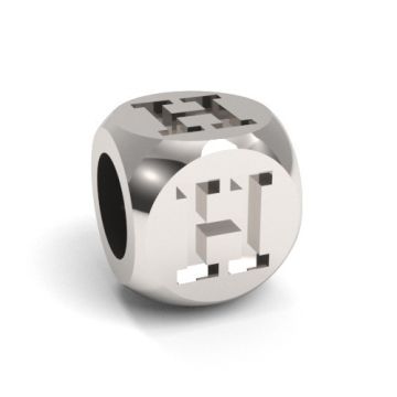 Charm with a letter H, silver 925 CUBE H