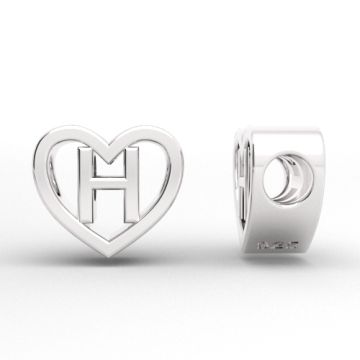 Decorative open-work charm, Heart with letter H, silver 925 HEART ODL-H