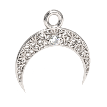 Decorative moon pendant with crystal, Silver 925 S-CHARM 755