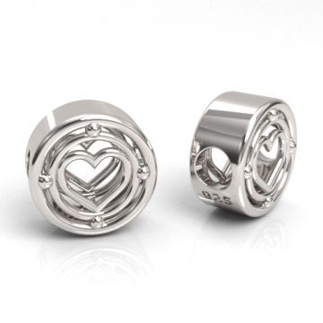 Decorative open-work charm with heart, silver 925 S-CHARM 720