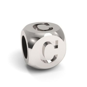 Charm with a letter C, silver 925 CUBE C