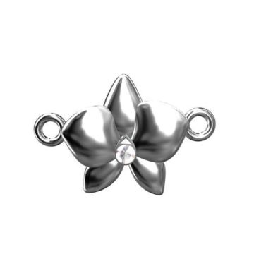 Connector Orchid with crystal, Silver 925 S-CHARM 149