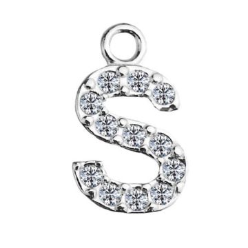 Charm Letter S with crystals, Silver 925 S-CHARM S