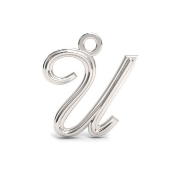 Decorative Charm - Letter U, Silver 925 Letter U