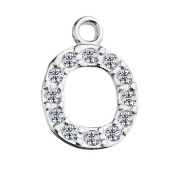 Charm Letter O with crystals, Silver 925 S-CHARM O