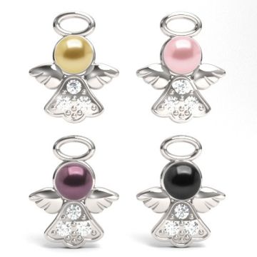 Charm Angel with Preciosa crystals and pearl 4 mm, silver 925 S-CHARM 589