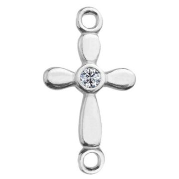 Connector Cross with crystals, Silver 925 S-CHARM 370