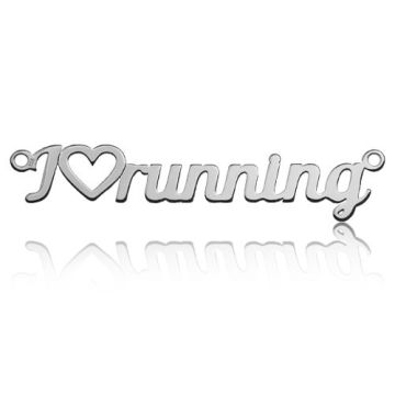 Connector 'I love running' Silver 925 BL 394 - 0,4 mm