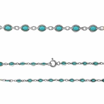 Silver chain - anker with turquoise enamel, silver 925, MCOLOR1N_40 cm