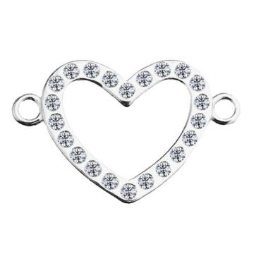 Connector Heart with crystals, Silver 925 S-CHARM 423