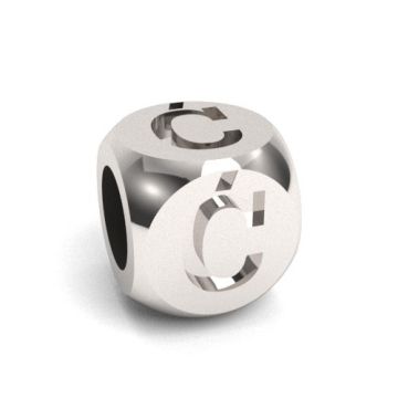 Charm with a letter Ć, silver 925 CUBE C-PL