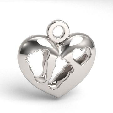 Decorative, open-work Pendant for Mothers, heart with feet, silver 925 S-CHARM 712