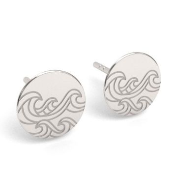 Decorative Round Earstuds with an engraved wave, silver 925 SZ 927