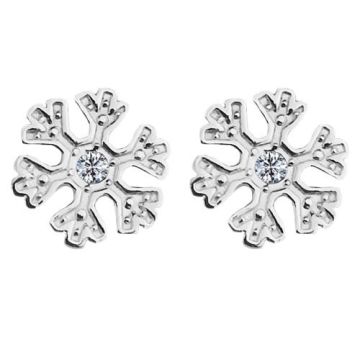 Earrings, earstuds Snowflakes with crystals, Silver 925 SZ 112