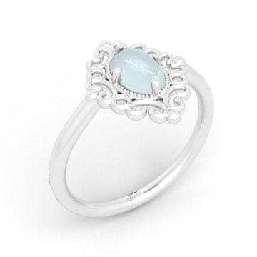 Decorative ring with natural oval stone 6x4 mm, silver 925 PB-0006-14