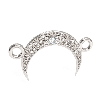 Decorative moon connector with crystal, Silver 925 S-CHARM 756