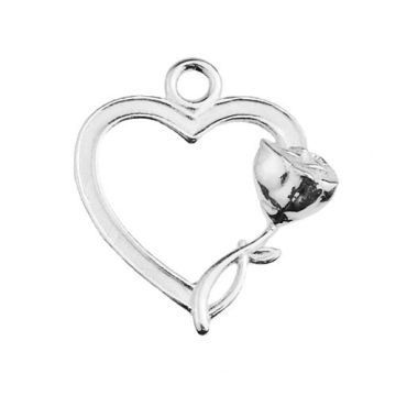 Charm Heart with Rose Silver 925 S-CHARM 477