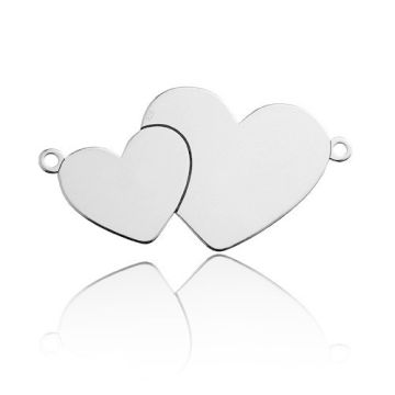 Engravable Connector Two Hearts Silver 925 BL 591 - 0,4 mm