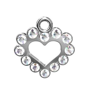 Charm Heart with crystals, Silver 925 S-CHARM 137