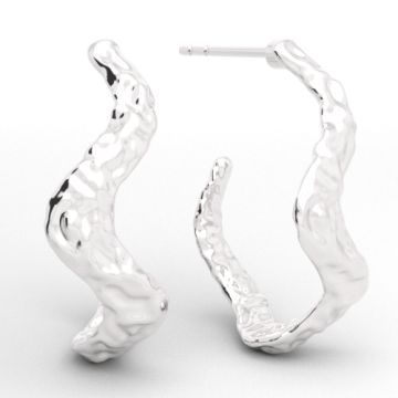 Big Stud earrings in a wavy shape with irregular surface, silver 925 EX 43