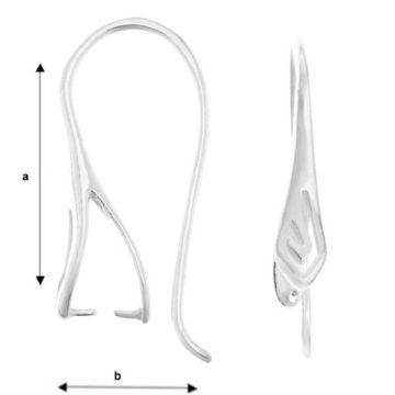 Earwire, fishhook for crystals, Silver 925 BO 35