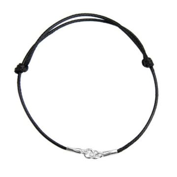 Black Cord Bracelet Finding Silver 925 13-24 CM