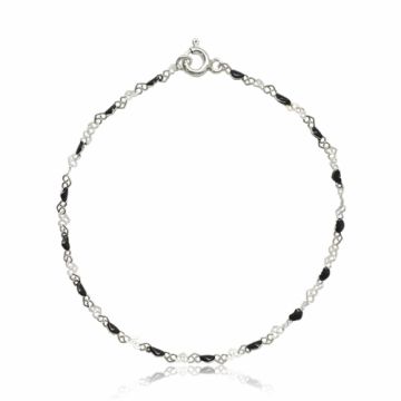 Silver bracelet - hearts with black enamel, silver 925, MCOLOR2B_18 cm