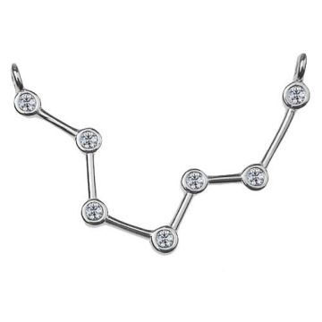 Connector Zodiac Sign  - Constellation of Pisces with crystals, Silver 925 S-CHARM 355