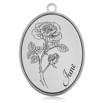 Charm Birth Month with Rose - June, silver 925 BL 877 - 0,4 mm