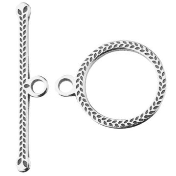 Toggle clasps with leaf pattern, Silver 925 ZAM 6 - 0,8 mm