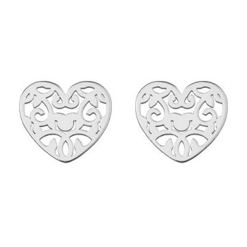 Earrings, Earstuds Open-work Hearts Silver 925, SZ 75