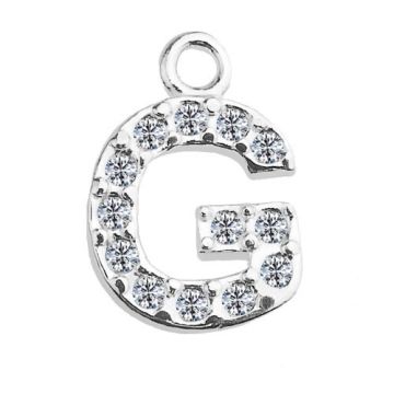 Charm Letter G with crystals, Silver 925 S-CHARM G