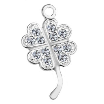 Charm CLOVER with crystals, Silver 925 H-51