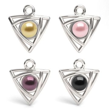 Charm Triangle with Preciosa Pearl Silver 925 S-CHARM 469