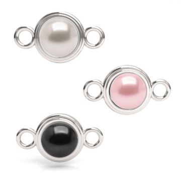 Connector with Preciosa Button Pearl Silver 925 S-CHARM 266