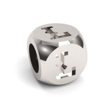 Charm with a letter Ł, silver 925 CUBE L-PL