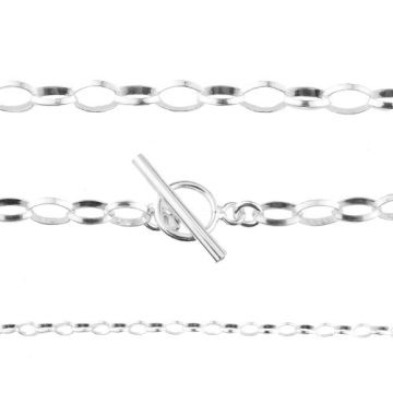 Chain with large toggle clasp, silver 925 R093 50 CM