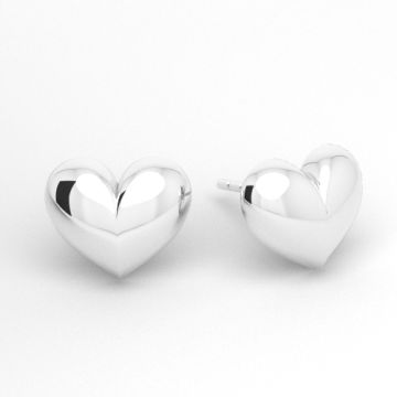 Stud earrings, little convex heart, silver 925, SZ 189