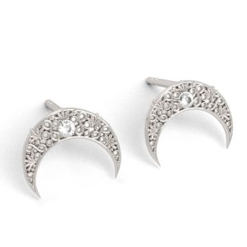 Decorative Moon Earstuds with Preciosa crystals, silver 925 SZ 149