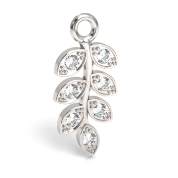 Charm Leaf with crystals, silver 925 S-CHARM 649