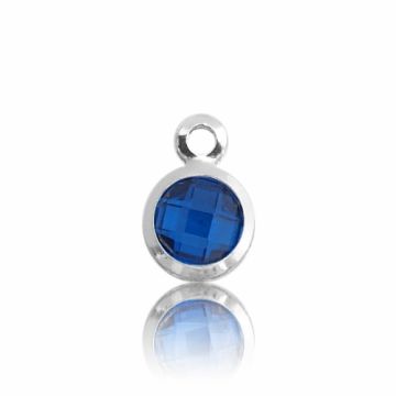 Pendant with synthetic sapphire 5.0 mm, silver 925 BAZAKAM-SZAFIRSYNT