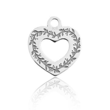 Charm Heart with Floral engraving Silver 925 BL 681 - 0,4 mm