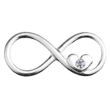 Connector Infinity with heart and crystal, Silver 925 S-CHARM 524