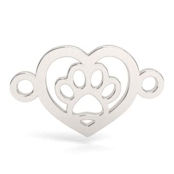 Little heart charm with a dog's paw, silver 925 BL 921 - 0,4 mm