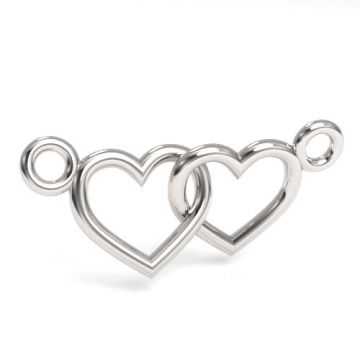 Connector two little hearts, silver 925 S-CHARM 665