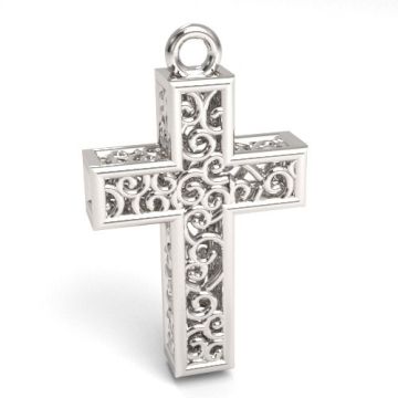 Decorative charm, open-work cross, silver 925 S-CHARM 657