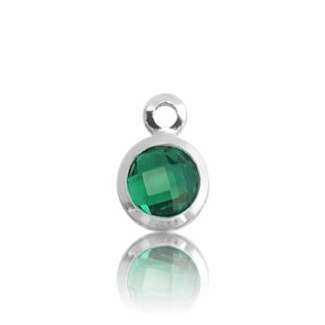 Pendant with synthetic emerald 5.0 mm, silver 925 BAZAKAM-SZMARAGDSYNT