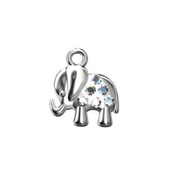 Charm Elephant with crystals, Silver 925 S-CHARM 143