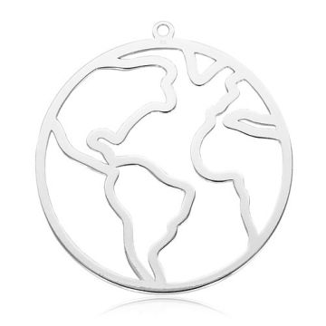 Decorative charm, big globe, world map, silver 925 BL 964 - 0,8 mm