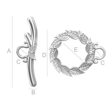 Leaf Toggle clasp, silver 925 ODL-00098